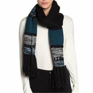 Michael Kors stripe‎ stud embellished fringe scarf